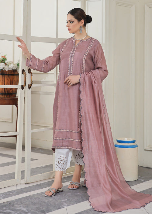 Meerub - Mauve Embroidered Semi Formal Dress