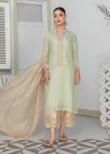 Apple green embroidered semi formals front view