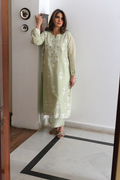 Off white aar and tilla embroidery close-up on semi formal
