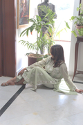 Matching izzar pants with embroidered semi formal kurta