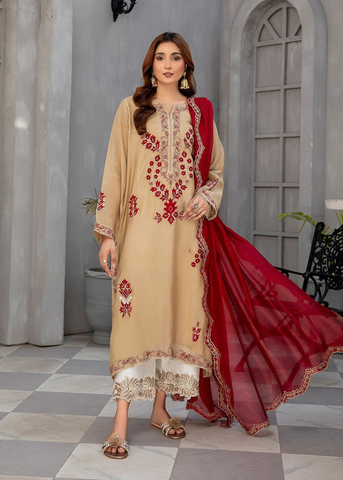 Golden embroidered semi formals full front view

