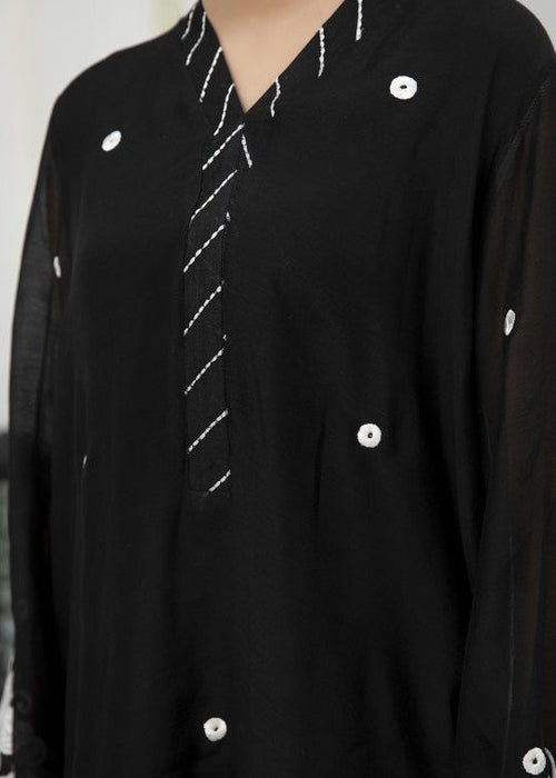 Embroidered semi formals featuring neckline detailing

