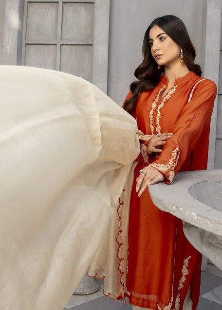 Rust embroidered semi formals front full view

