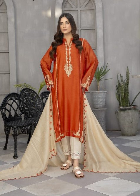Rust embroidered semi formals front full view

