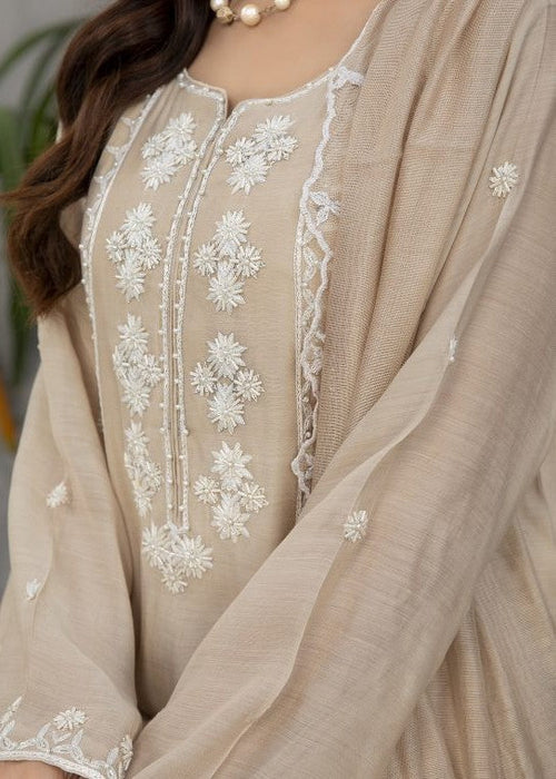 Saher Hamza embroidered semi formals neckline close-up

