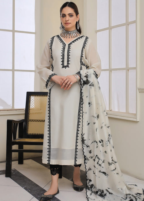 Off white embroidered semi formal front view

