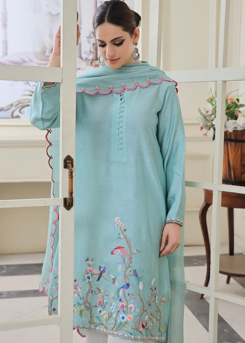 White cutwork pants with embroidered semi formal

