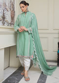 Sage green embroidered semi formal front view

