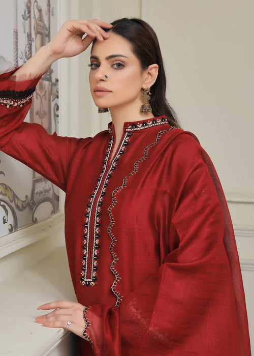 Cutwork pants with embroidered semi formal outfit


