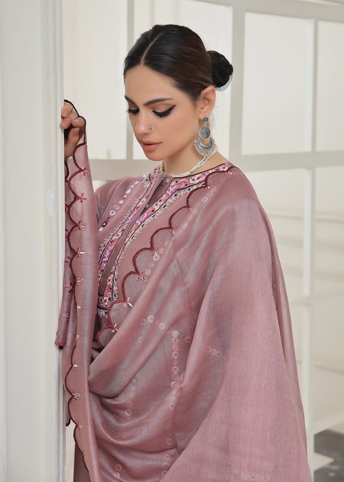 Mauve embroidered semi formal front view

