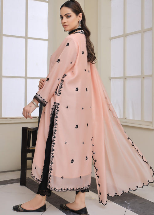 Light pink embroidered semi formal full front view

