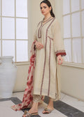 Beige embroidered semi formal with scalloped dupatta

