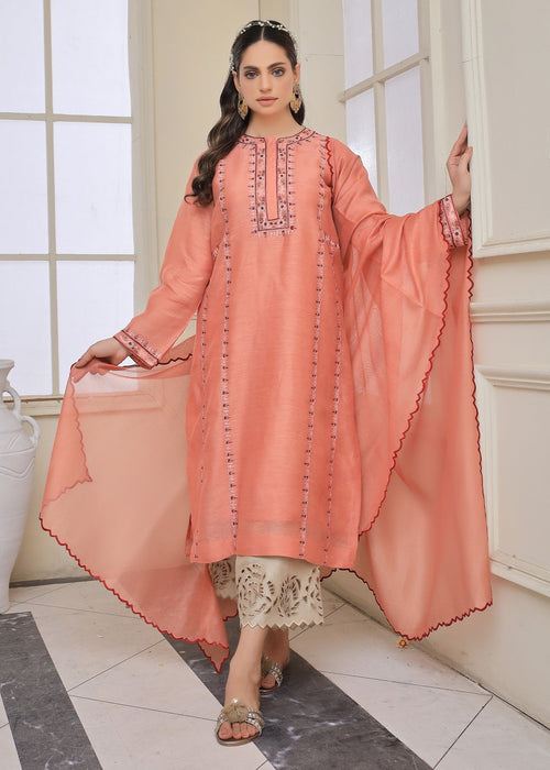 Tea pink embroidered semi formal front view

