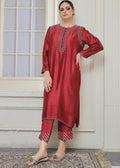Maroon embroidered semi formal front view

