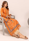 Side angle of burnt orange embroidered semi formal

