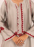 Saher Hamza grey embroidered semi formal set

