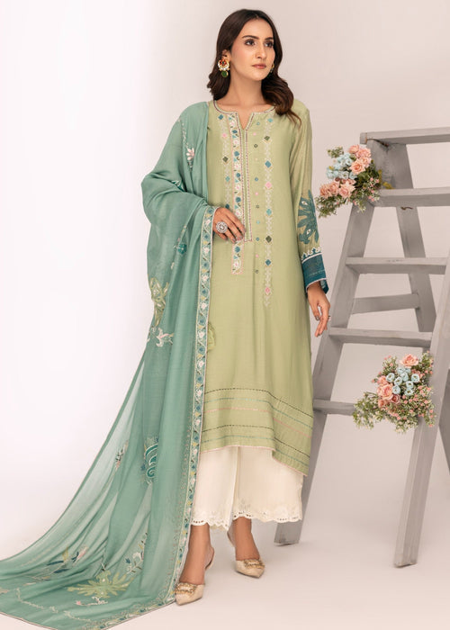 Sage green embroidered semi formals shirt design

