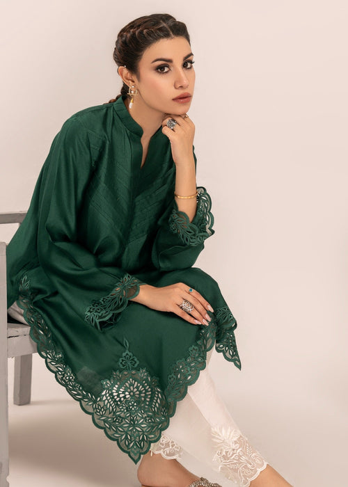 Full outfit with off-white cutwork shalwar

