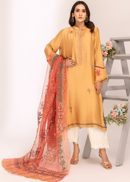 Golden embroidered semi formal front view

