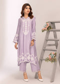 Lilac embroidered semi formals khadi silk shirt

