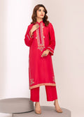 Shocking pink embroidered semi formal front view

