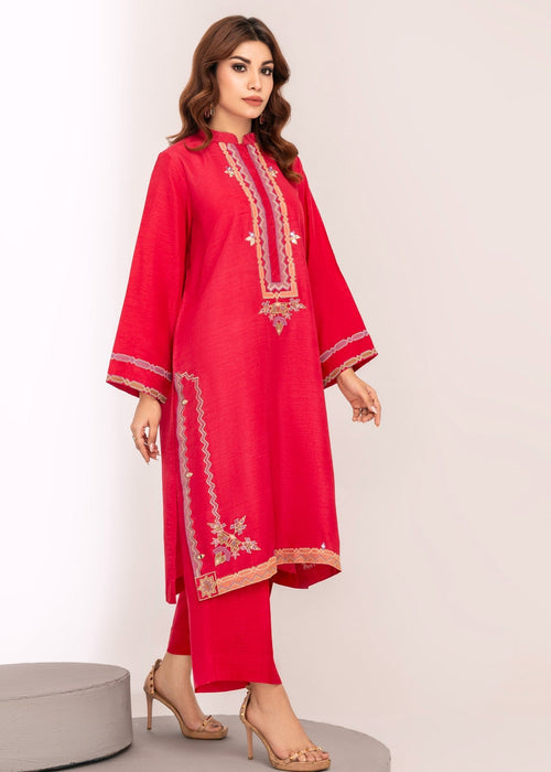 Side view of embroidered semi formal outfit

