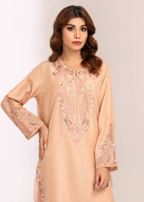 Full outfit of peach semi formals by Saher Hamza

