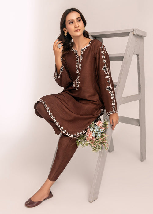 Full outfit in chocolate raw silk semi formals

