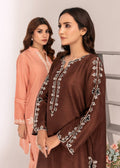Model wearing chocolate semi formals in studio

