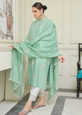 Embroidered semi formal with scalloped dupatta

