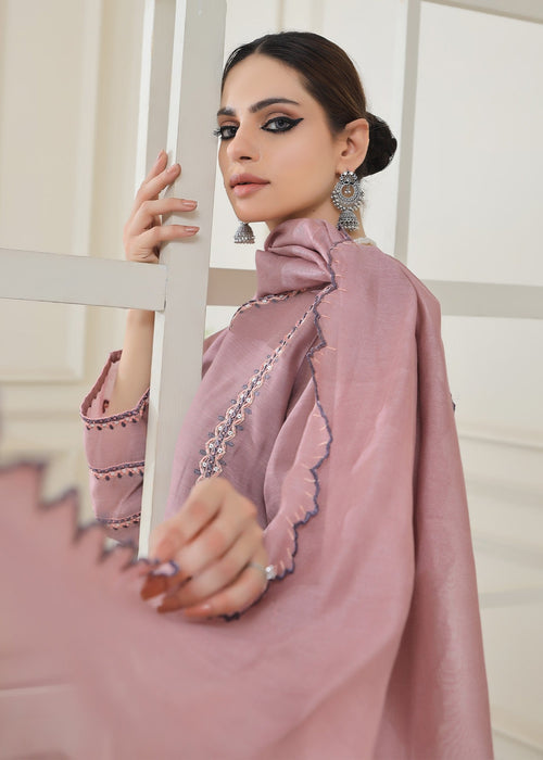 Mauve embroidered semi formal front view

