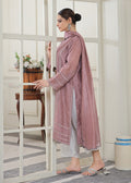 Side angle of mauve embroidered semi formal

