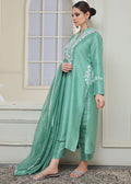 Sage green embroidered semi formal front view

