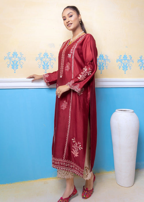 Embroidered semi formals with sheesha and embroidery

