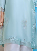 Off-white cutwork raw silk pants paired with embroidered semi formal