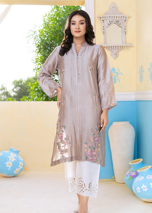 Grey embroidered semi formal shirt