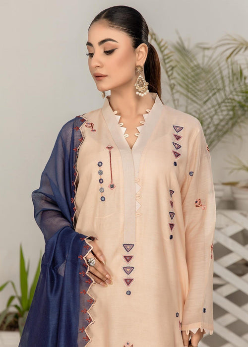Peach embroidered semi formals full front view

