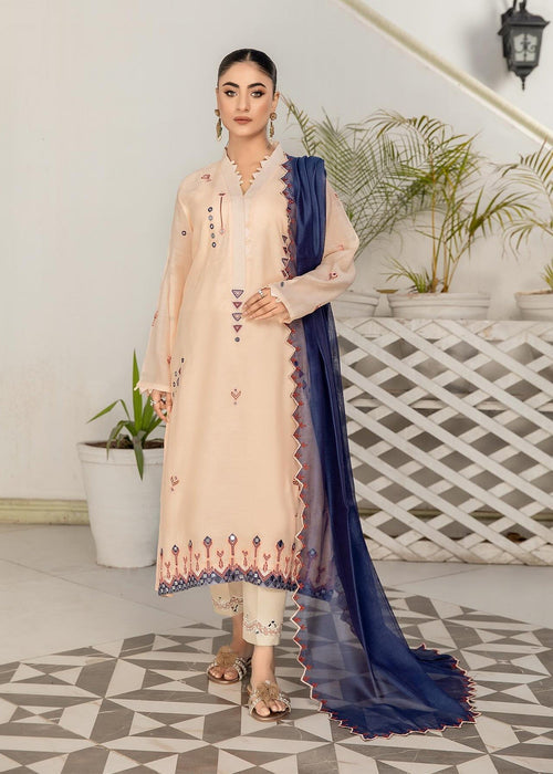 Peach embroidered semi formals full front view

