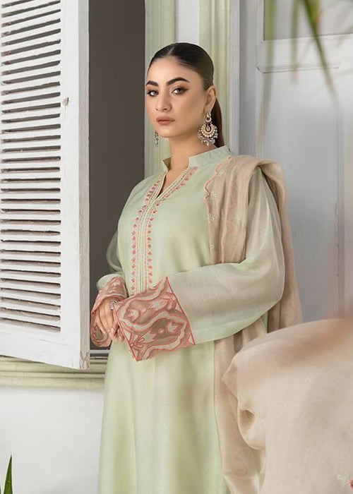 Saher Hamza embroidered semi formals side pose

