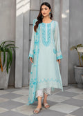 Ice blue embroidered semi formals front full view
