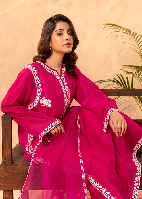Back detailing on pink embroidered semi formal

