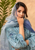 Embroidered lines on Maya dupatta daman

