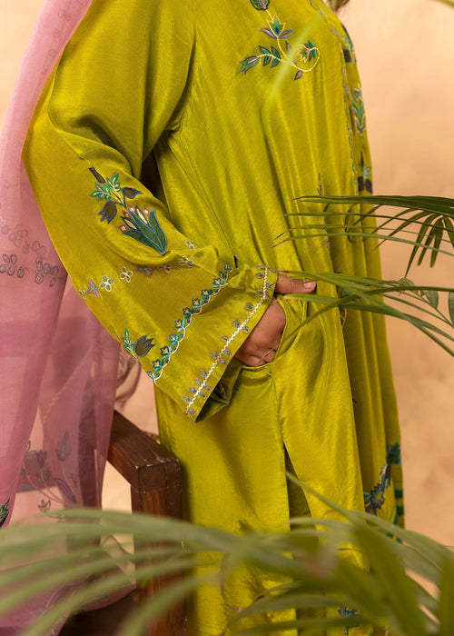 Saher Hamza apple green embroidered semi formal

