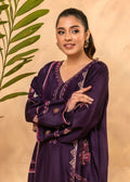 Saher Hamza purple embroidered semi formal dress

