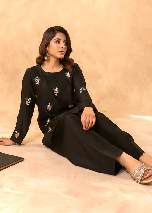 Farshi shalwar with embroidered semi formal top

