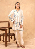Offwhite embroidered semi formal khadi silk kurti

