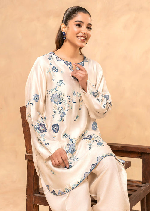 Raw silk shalwar with embroidered short shirt

