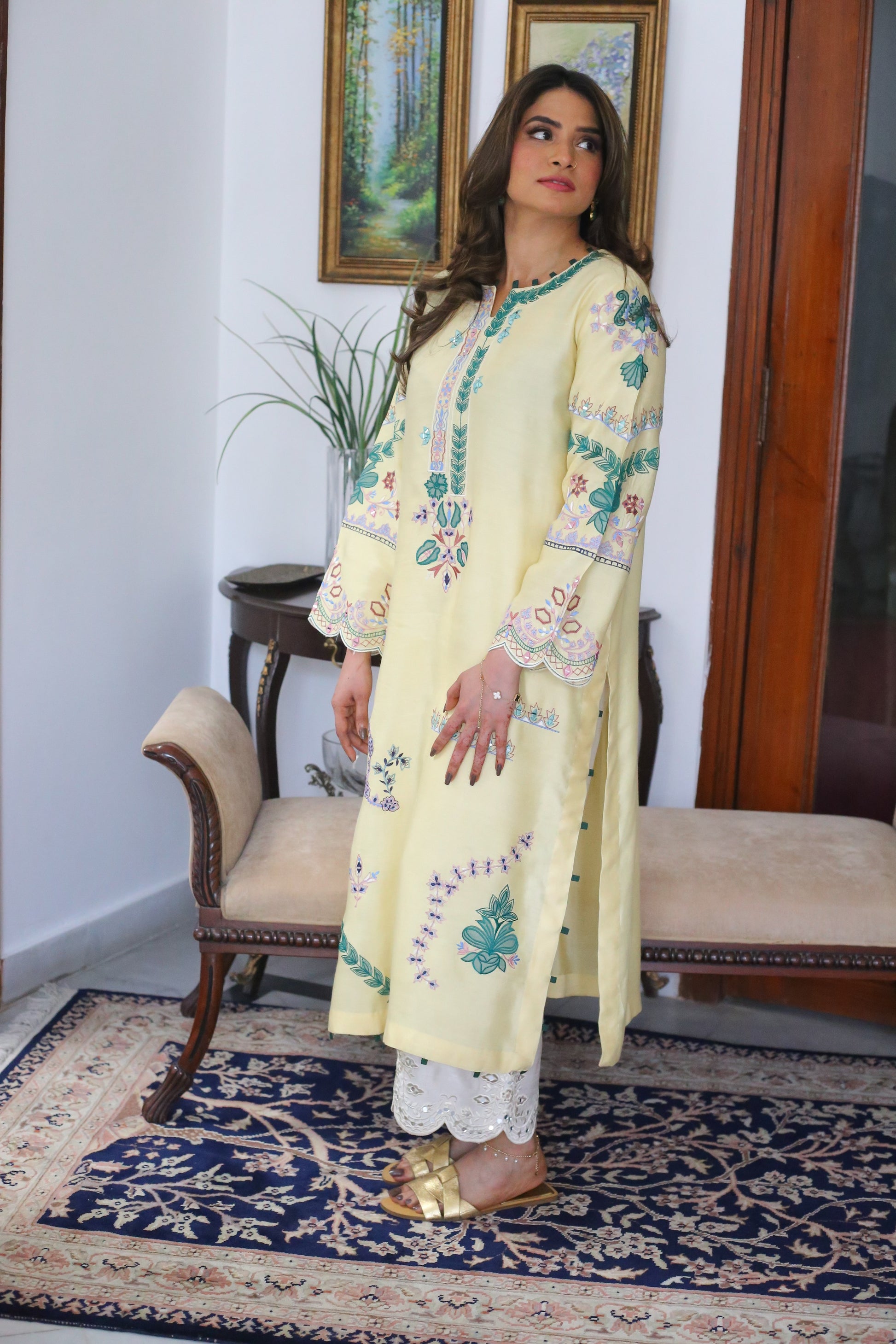 Back view of Chakor embroidered semi formal ensemble